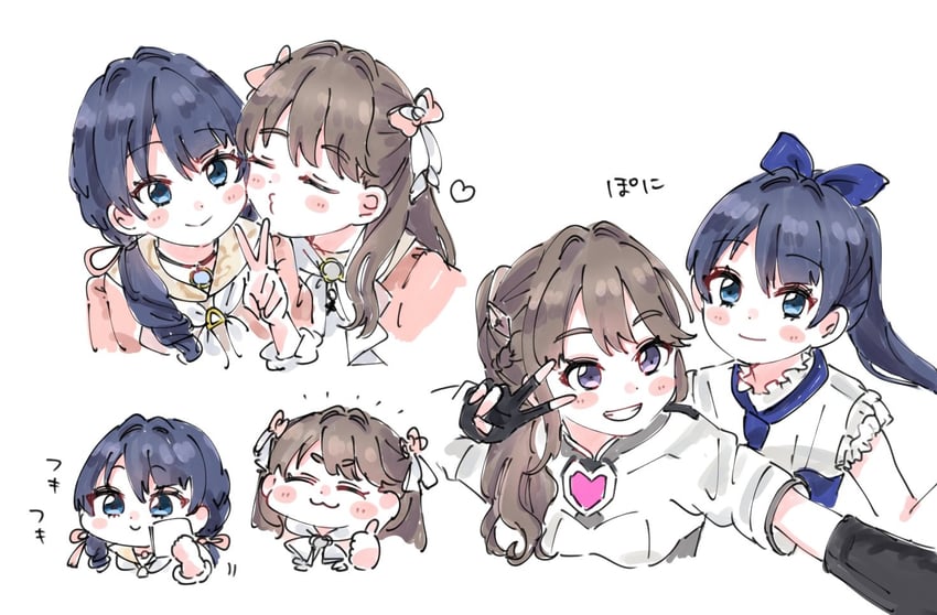 fujishima megumi, murano sayaka, tsukine kona, and nonaka kokona (love live! and 1 more) drawn by moso_(expect66)