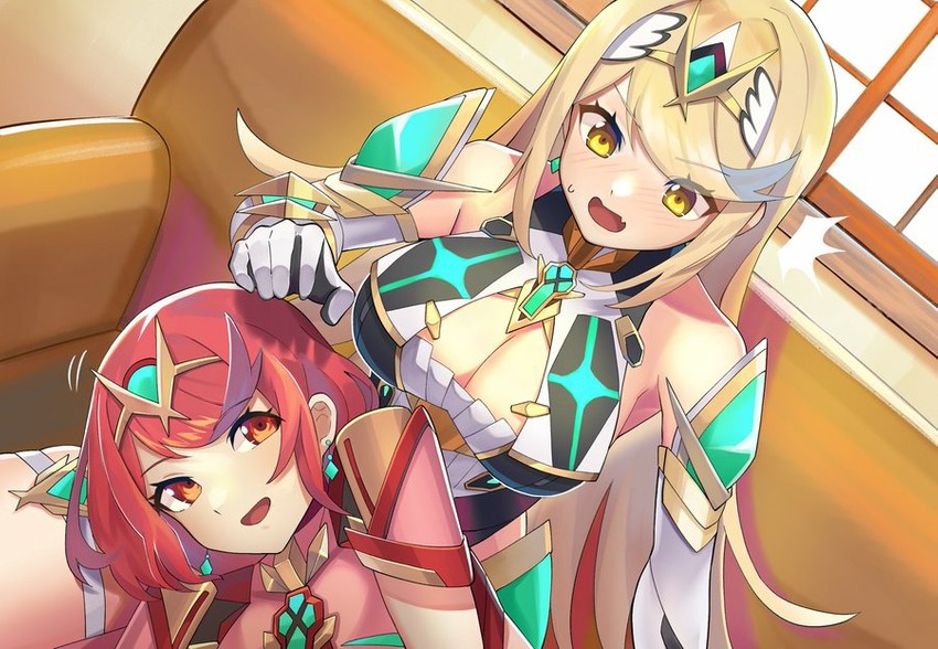 pyra and mythra (xenoblade chronicles and 1 more) drawn by katwo