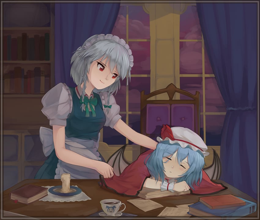 remilia scarlet and izayoi sakuya (touhou) drawn by kornod