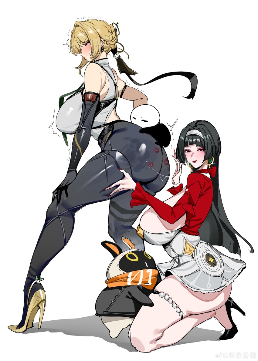 evelyn chevalier and astra yao (zenless zone zero) drawn by b.sa_(bbbs)
