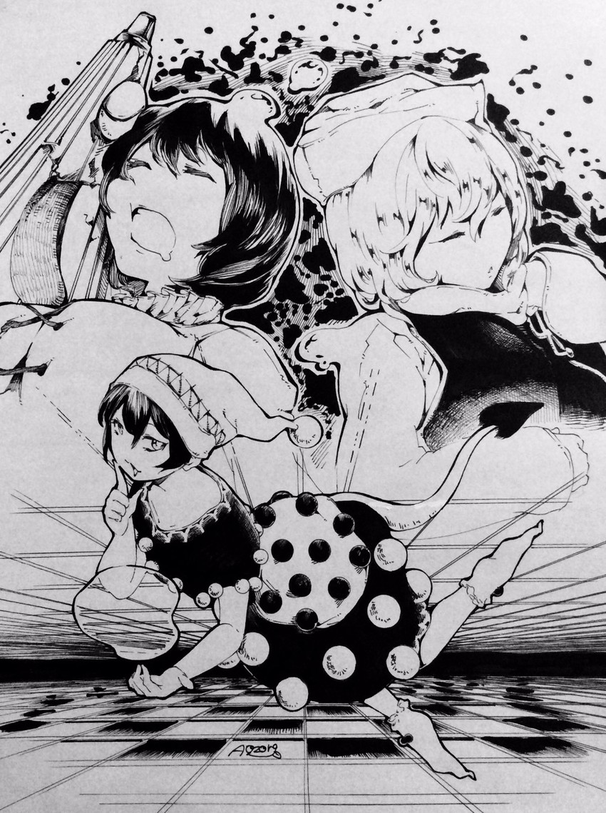 tatara kogasa, letty whiterock, and doremy sweet (touhou) drawn by aozora_taf