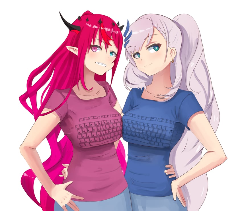 irys and pavolia reine (hololive and 2 more) drawn by angelchama