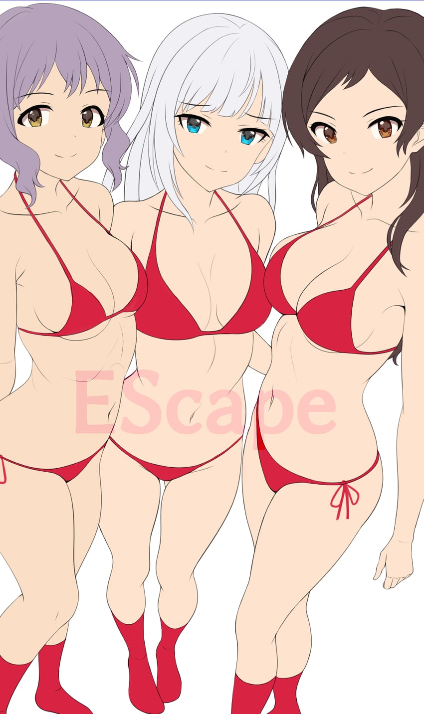 kitazawa shiho, makabe mizuki, and shiraishi tsumugi (idolmaster and 2 more) drawn by baji_toufuu_(bajitohfu)