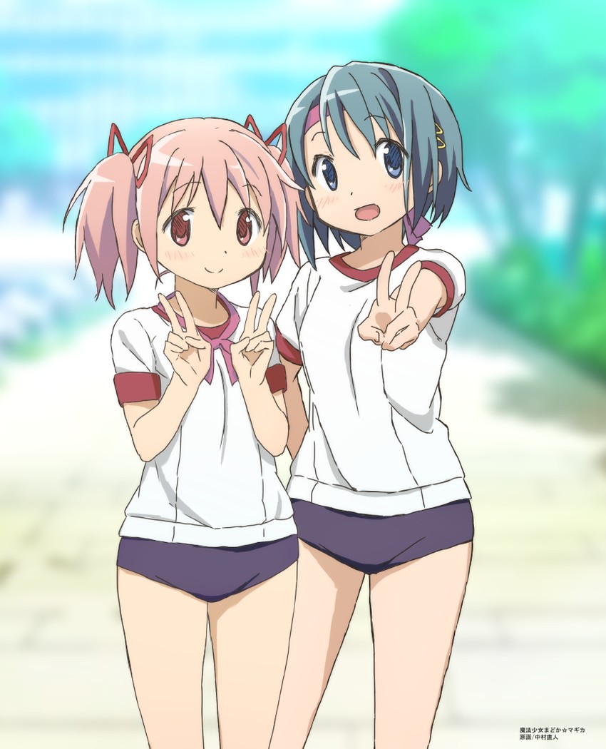 kaname madoka and miki sayaka (mahou shoujo madoka magica) drawn by nakamura_naoto