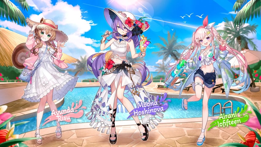 moona hoshinova, ayunda risu, and airani iofifteen (hololive and 1 more) drawn by kt._(kaisou-notagui)