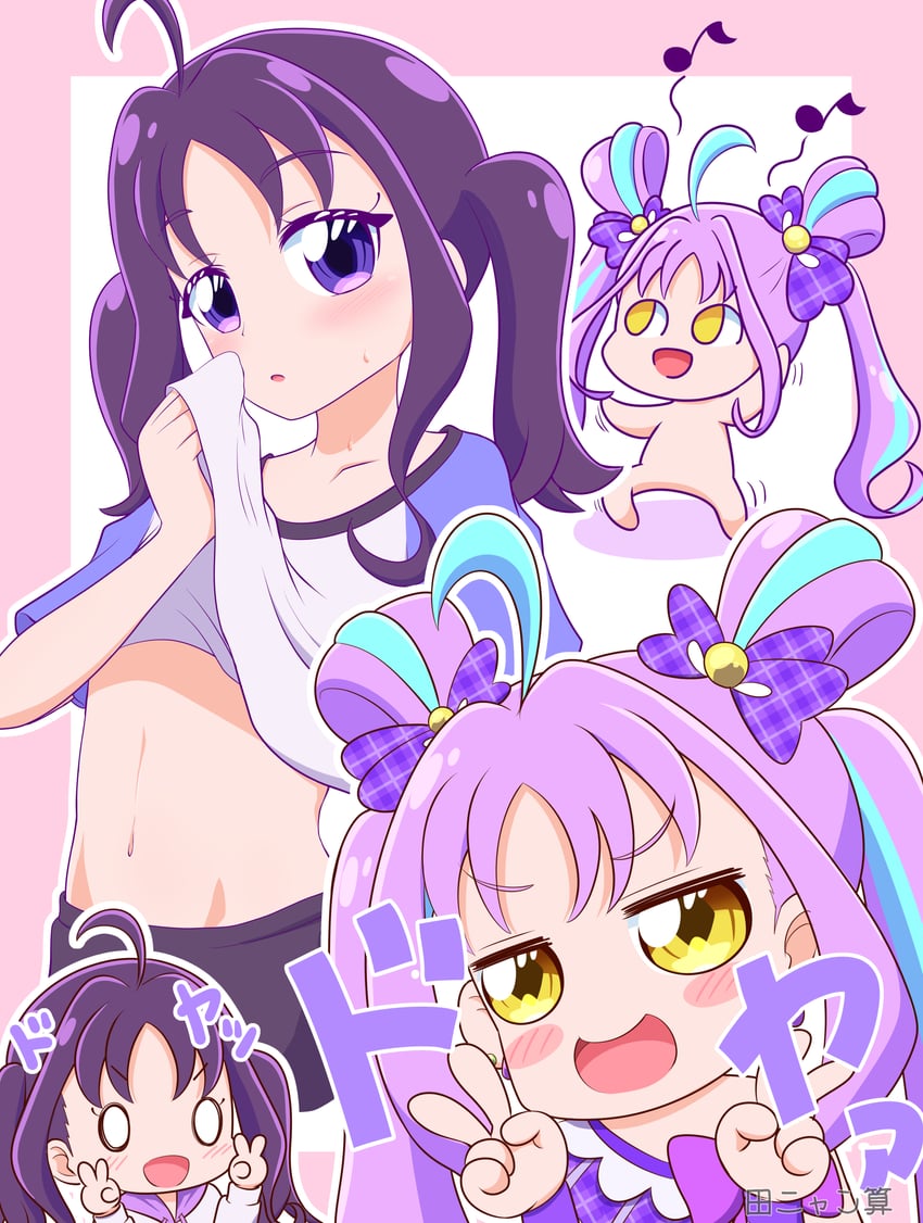 shigure kokoro and cure kyunkyun (precure and 1 more) drawn by tanyan_(pixiv_92698)