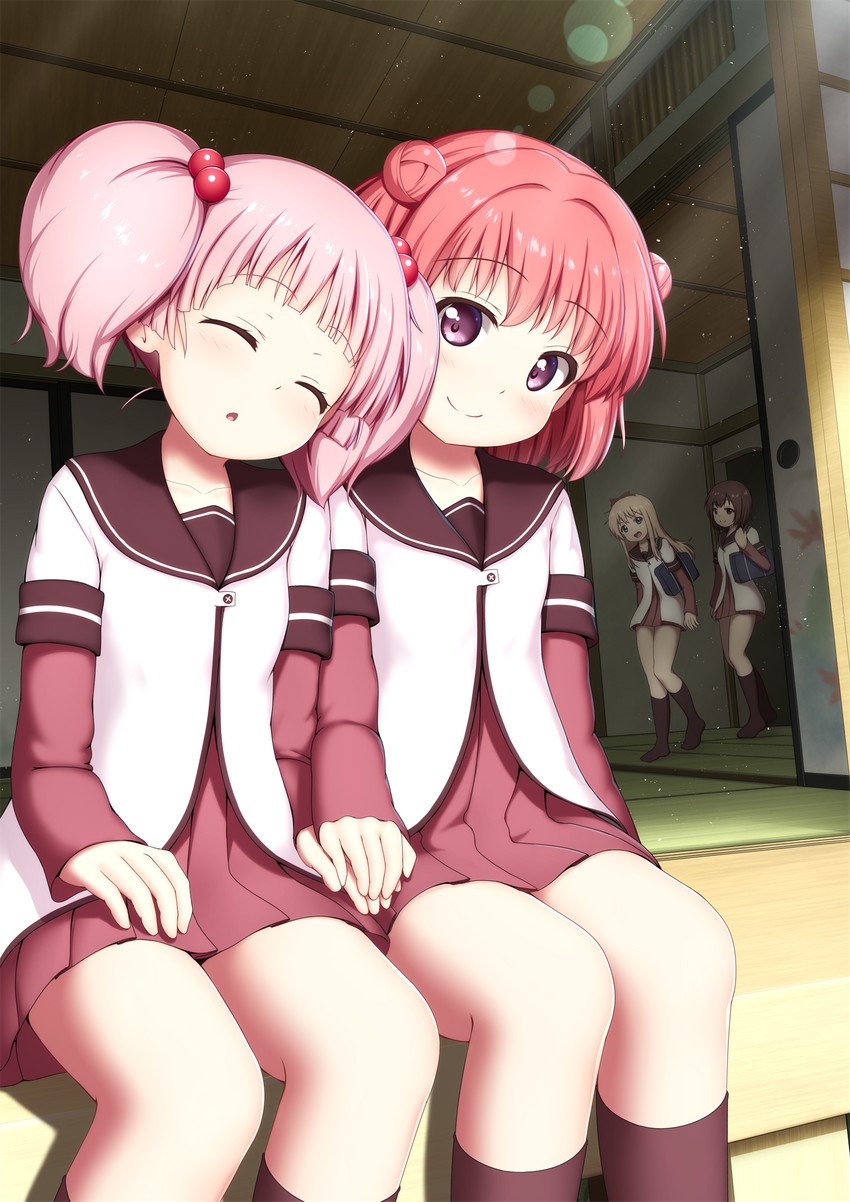 toshinou kyouko, akaza akari, funami yui, and yoshikawa chinatsu (yuruyuri) drawn by arisu_kazumi