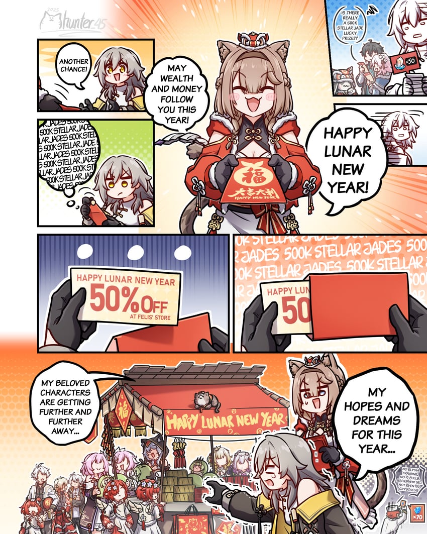 trailblazer, stelle, march 7th, dan heng, phainon, and 18 more (honkai and 2 more) drawn by mhunter_45