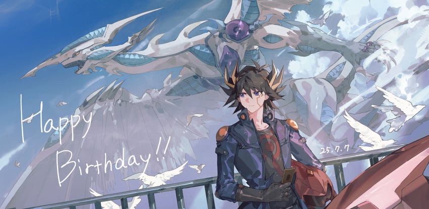 fudo yusei and stardust dragon (yu-gi-oh! and 1 more) drawn by nrkse0n