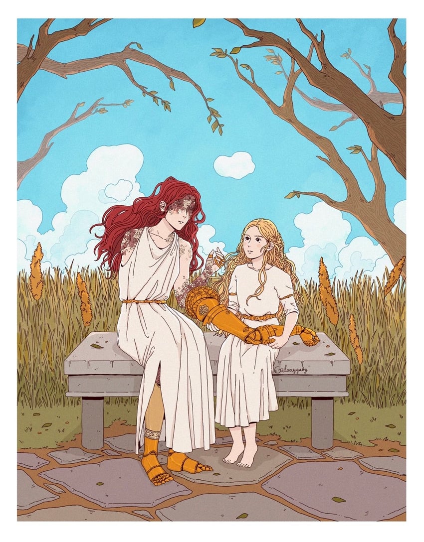 malenia blade of miquella and miquella (elden ring) drawn by galaxygaby