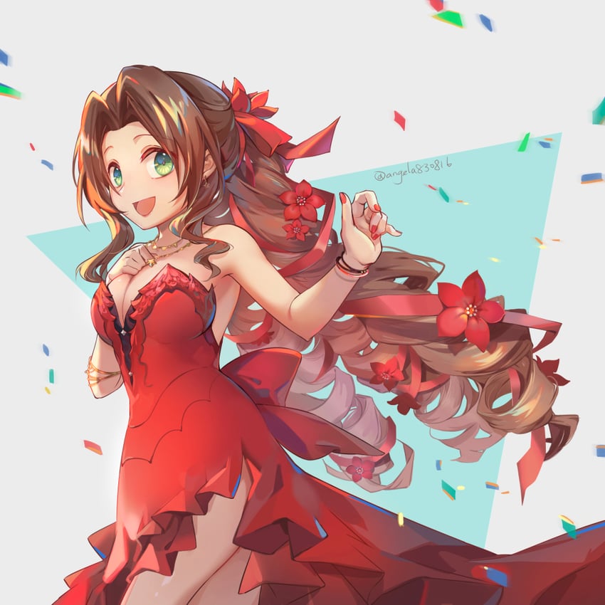 aerith gainsborough (final fantasy and 2 more) drawn by shuang_xiyu