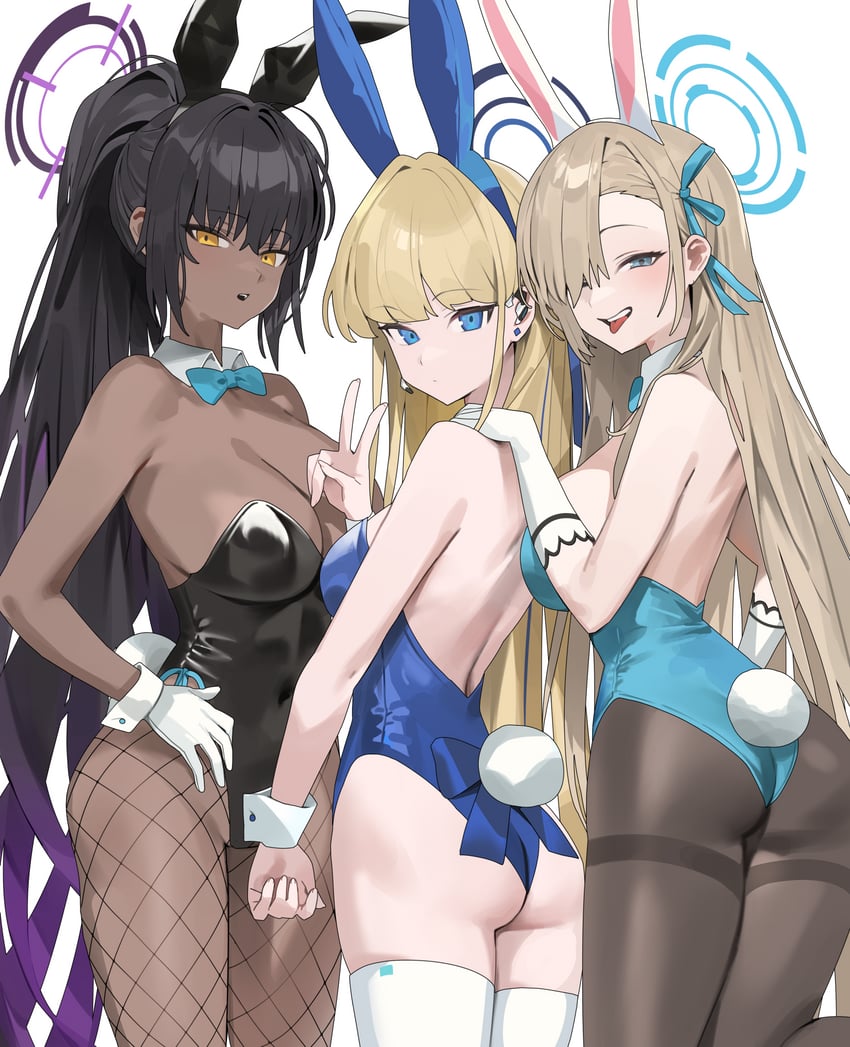 asuna, toki, and karin (blue archive) drawn by hood_(james_x)