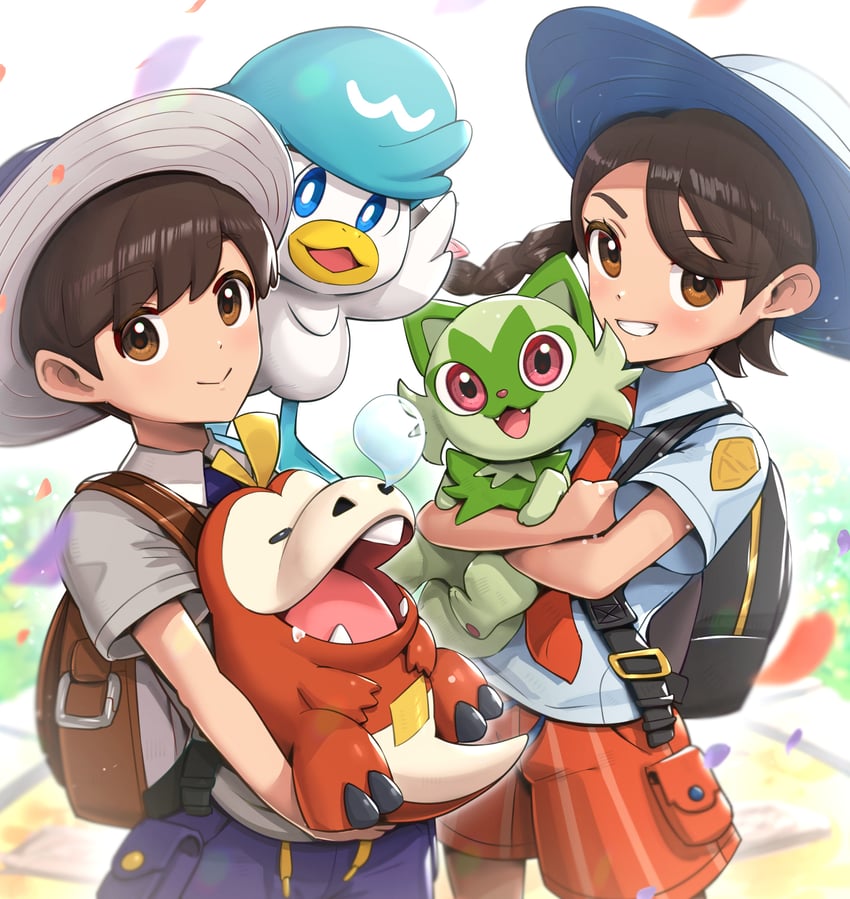juliana, florian, sprigatito, fuecoco, and quaxly (pokemon and 1 more) drawn by gonzarez
