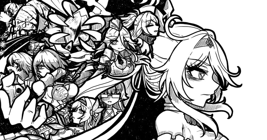 firefly, kiana kaslana, acheron, raiden mei, houraiji kyuushou, and 2 more (genshin impact and 5 more) drawn by eun_(shiroisthewhite)