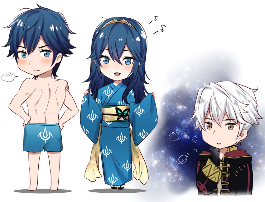 lucina, male robin, and chrom (fire emblem and 1 more) drawn by ameno_(a_meno0)