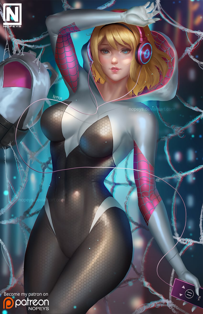 spider-gwen and gwen stacy (marvel and 1 more) drawn by nopeys