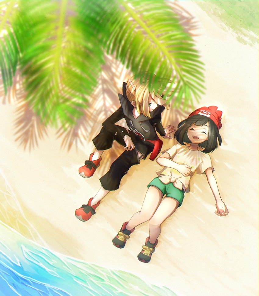 selene and gladion (pokemon and 1 more) drawn by miu_(miuuu_721)
