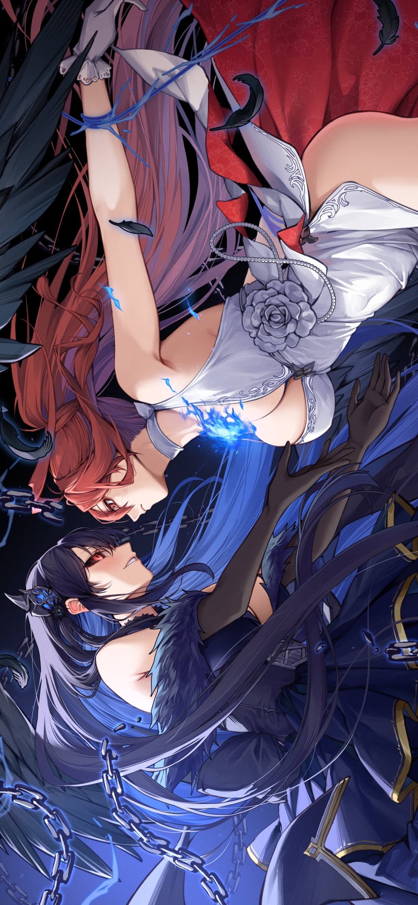 nerissa ravencroft and elizabeth rose bloodflame (hololive and 1 more) drawn by curry_bowl