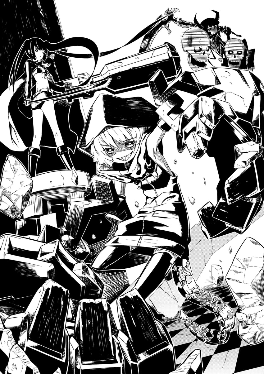 black rock shooter, dead master, and strength (black rock shooter) drawn by osakae