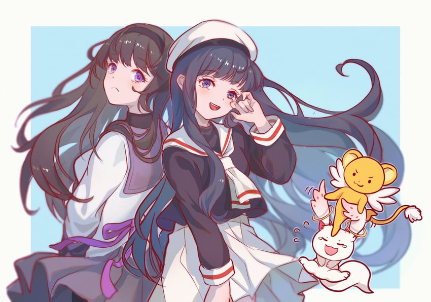 akemi homura, kyubey, kero, and daidouji tomoyo (mahou shoujo madoka magica and 1 more) drawn by cloudyman