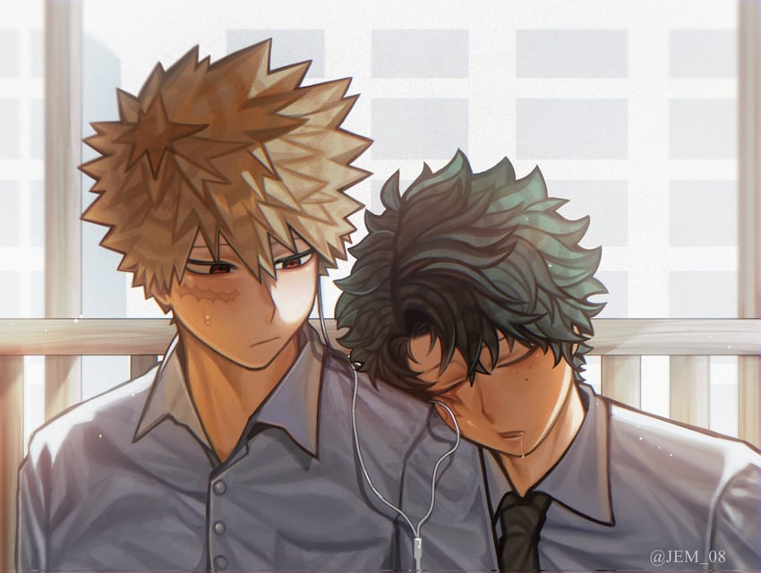 midoriya izuku and bakugou katsuki (boku no hero academia) drawn by myxi_088