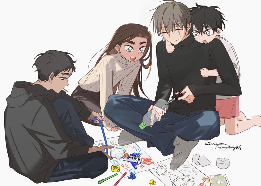 hyuna, isaac, dewey, and jacob (alien stage) drawn by u_qrou