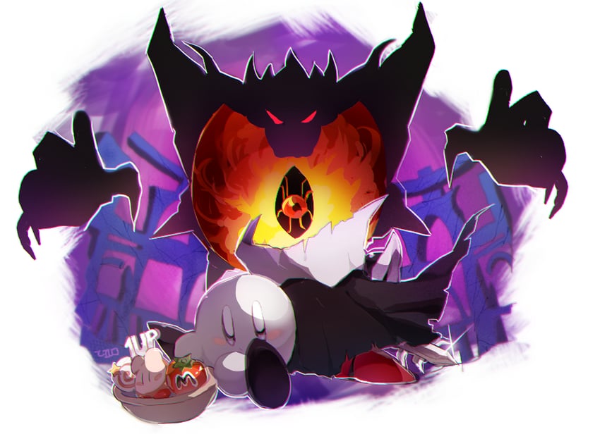 dark meta knight, shadow kirby, and dark mind (kirby and 1 more) drawn by nt_26