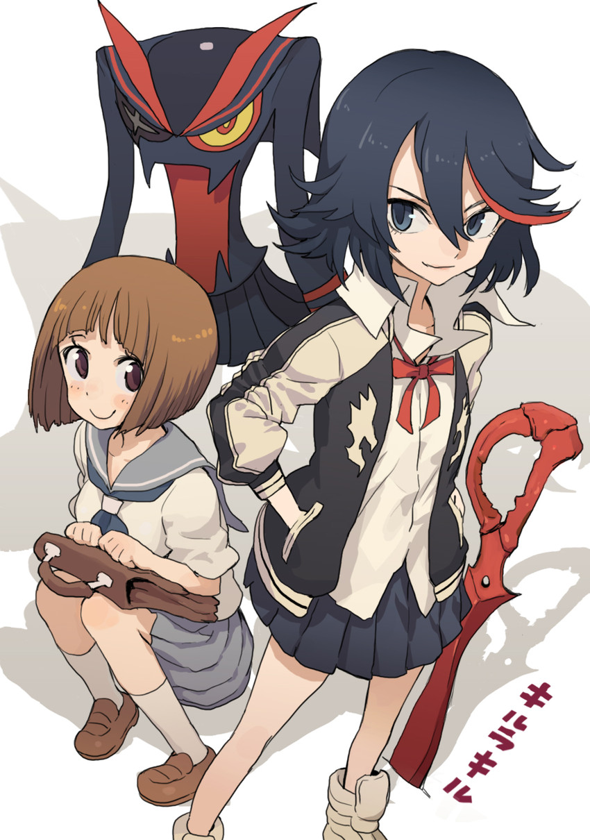 matoi ryuuko, senketsu, and mankanshoku mako (kill la kill) drawn by hasesese