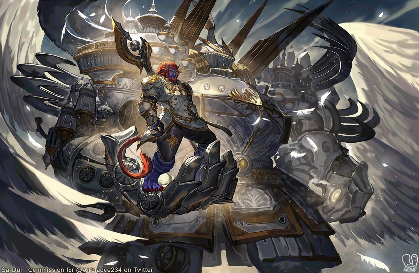 warrior of light, warrior, and alexander (final fantasy and 1 more) drawn by sa-dui