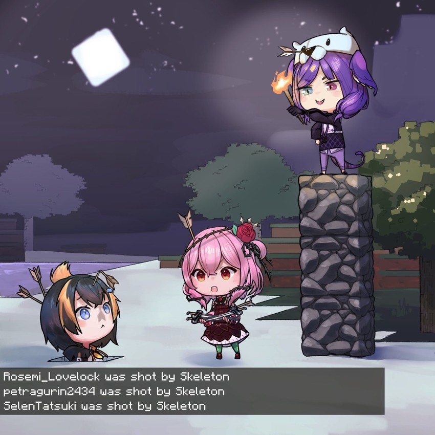 selen tatsuki, petra gurin, and rosemi lovelock (nijisanji and 2 more) drawn by shiroko_(koroshi110)