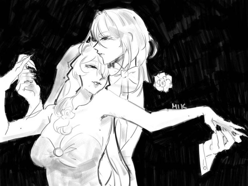 acheron and black swan (honkai and 1 more) drawn by 5mikchu