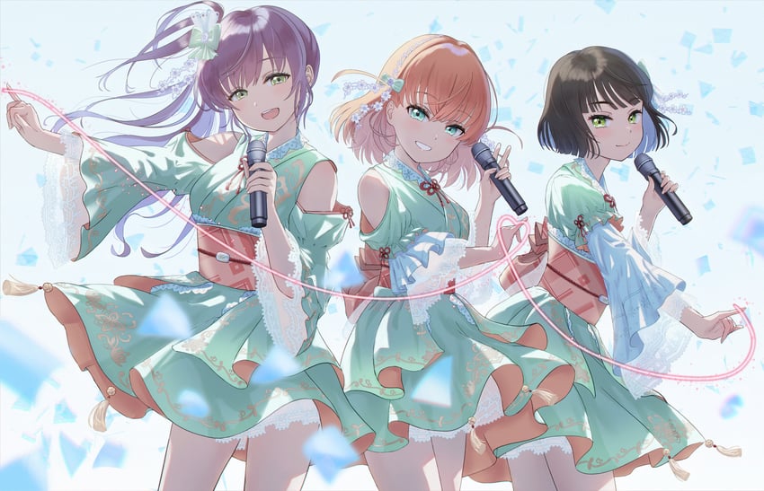hinoshita kaho, otomune kozue, and momose ginko (love live! and 1 more) drawn by netsuka