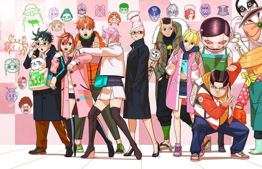ayase momo, takakura ken, turbo granny, ayase seiko, shiratori aira, and 25 more (dandadan) drawn by yukinobu_tatsu