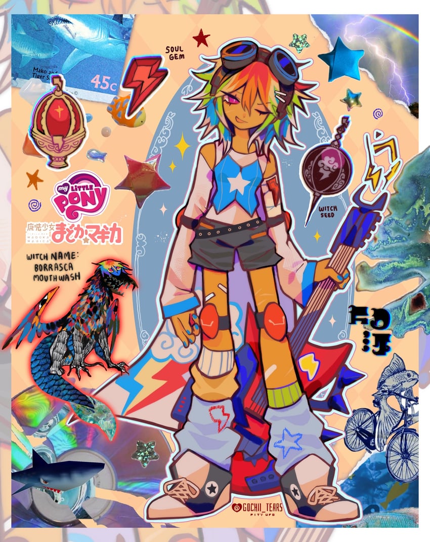 rainbow dash (mahou shoujo madoka magica and 2 more) drawn by gochii_tears