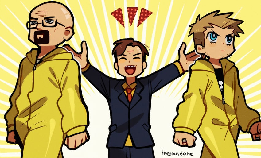walter white, jesse pinkman, and saul goodman (breaking bad) drawn by huyandere
