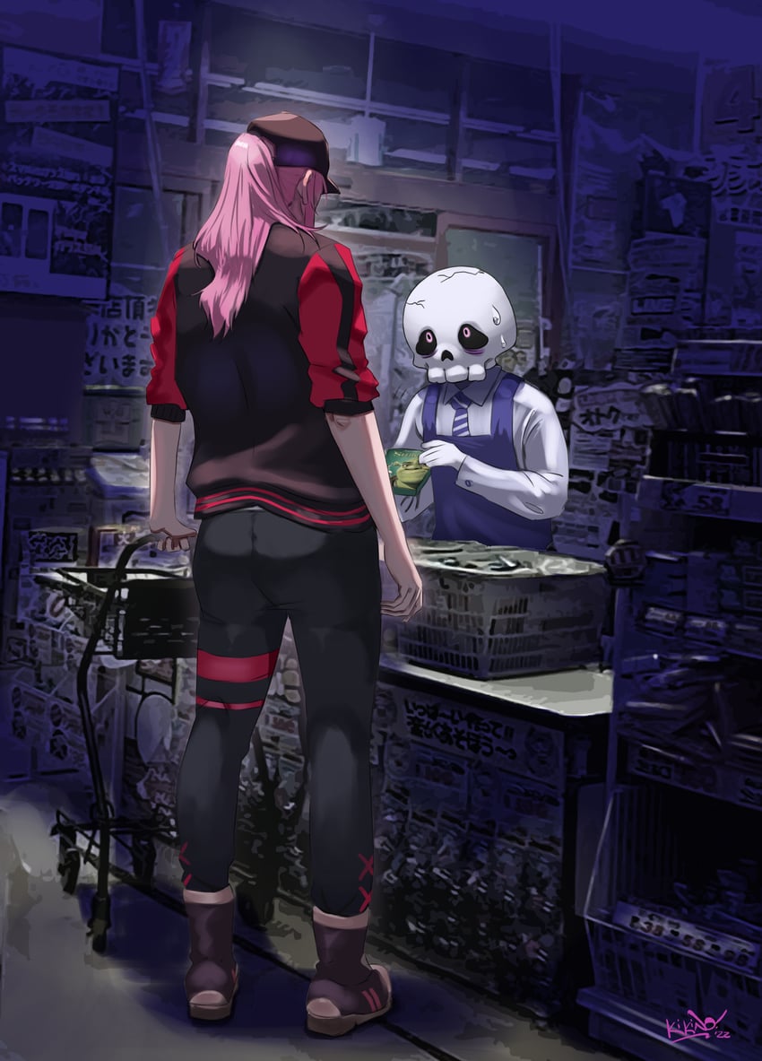 mori calliope and deadbeat (hololive and 1 more) drawn by kikino