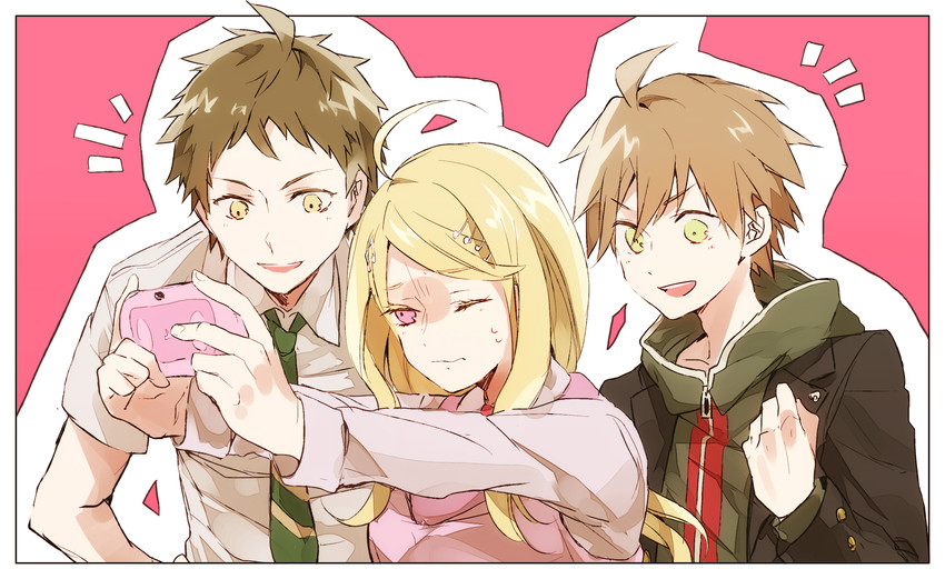 hinata hajime, akamatsu kaede, and naegi makoto (danganronpa and 3 more) drawn by konohana_inori