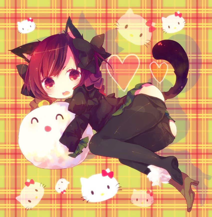 kaenbyou rin and hello kitty (touhou and 2 more) drawn by ana_(rznuscrf)