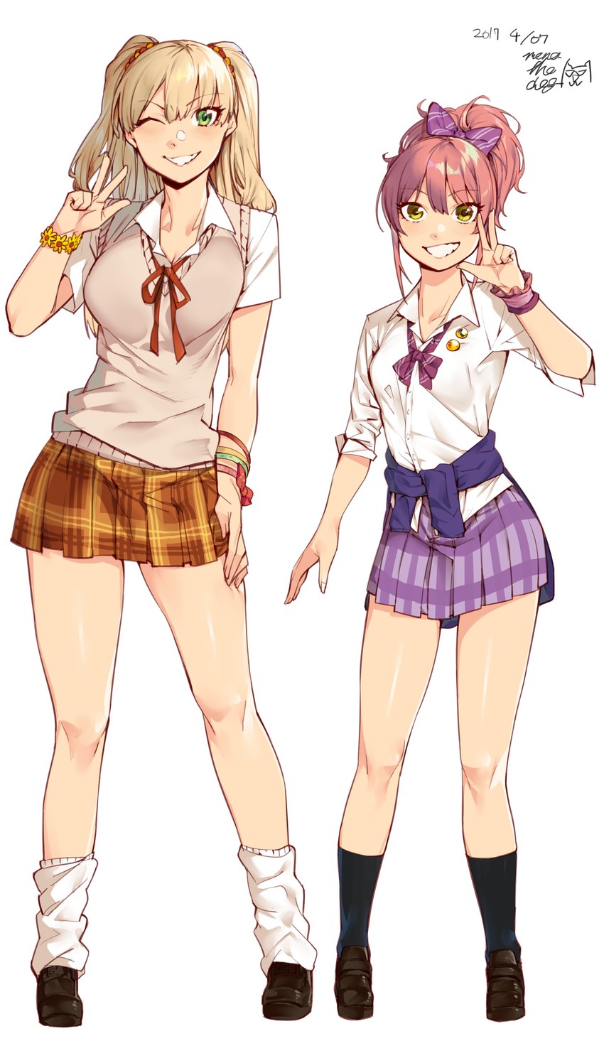 jougasaki mika and jougasaki rika (idolmaster and 1 more) drawn by menea
