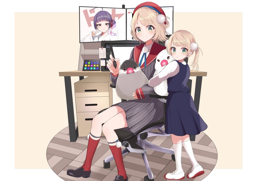 shigure ui and andou rainbow johnny johnny (indie virtual youtuber and 1 more) drawn by close_967