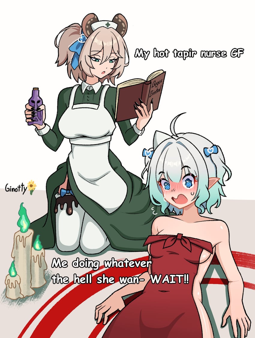 mint fantome and nimi nightmare (indie virtual youtuber) drawn by ginotty