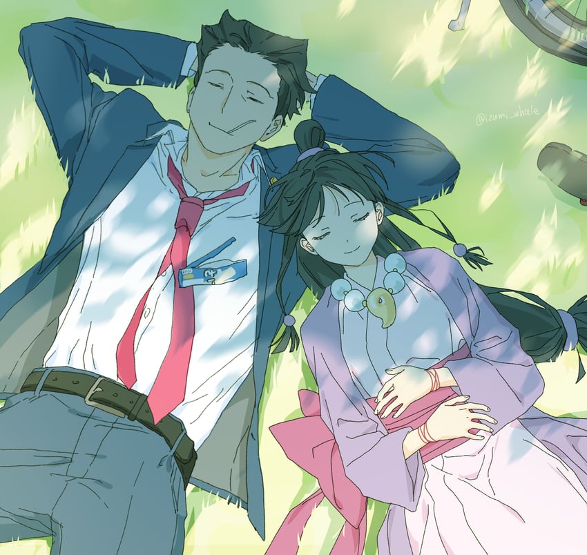 phoenix wright and maya fey (ace attorney) drawn by izumi_whale