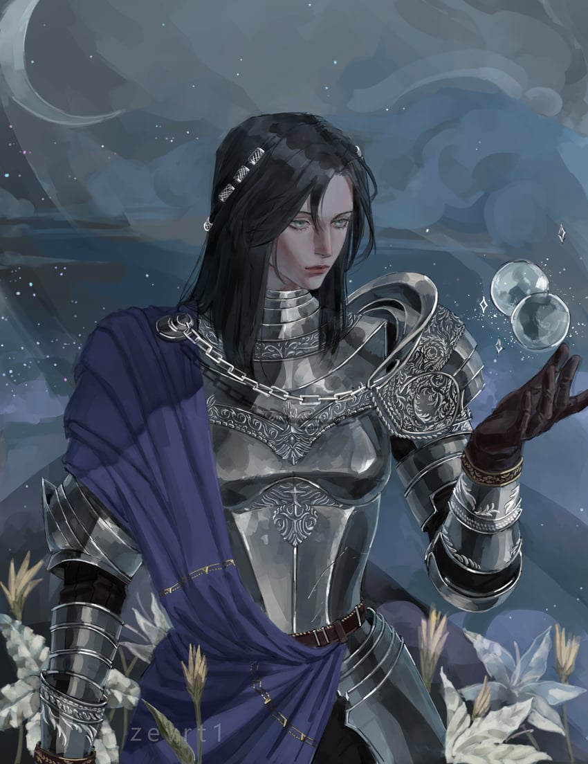 rellana twin moon knight (elden ring and 1 more) drawn by zevranstits
