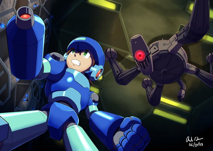 mega man volnutt and cannam (mega man and 1 more) drawn by innovator123