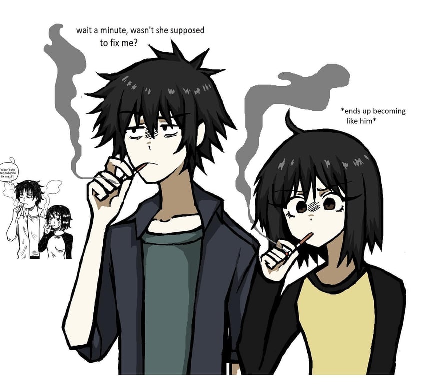 nakahara misaki and satou tatsuhiro (nhk ni youkoso!) drawn by peqermint