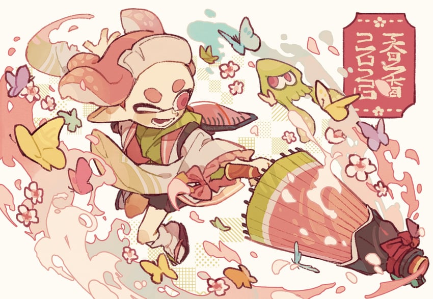 inkling player character and inkling girl (splatoon) drawn by p0m4_p0m4