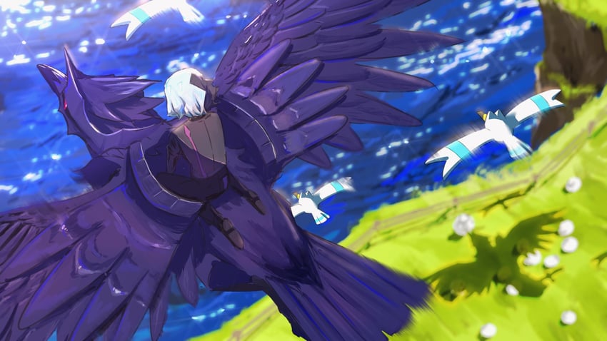 wingull, wooloo, corviknight, amethio, and dubwool (pokemon and 1 more) drawn by copituji
