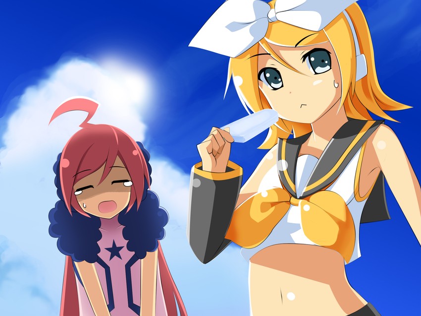 kagamine rin and sf-a2 miki (vocaloid) drawn by yakitori_(oni)