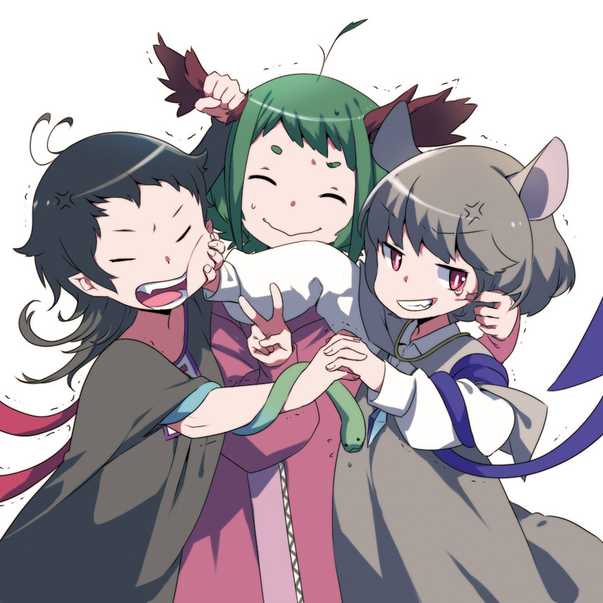 nazrin, houjuu nue, and kasodani kyouko (touhou) drawn by namauni