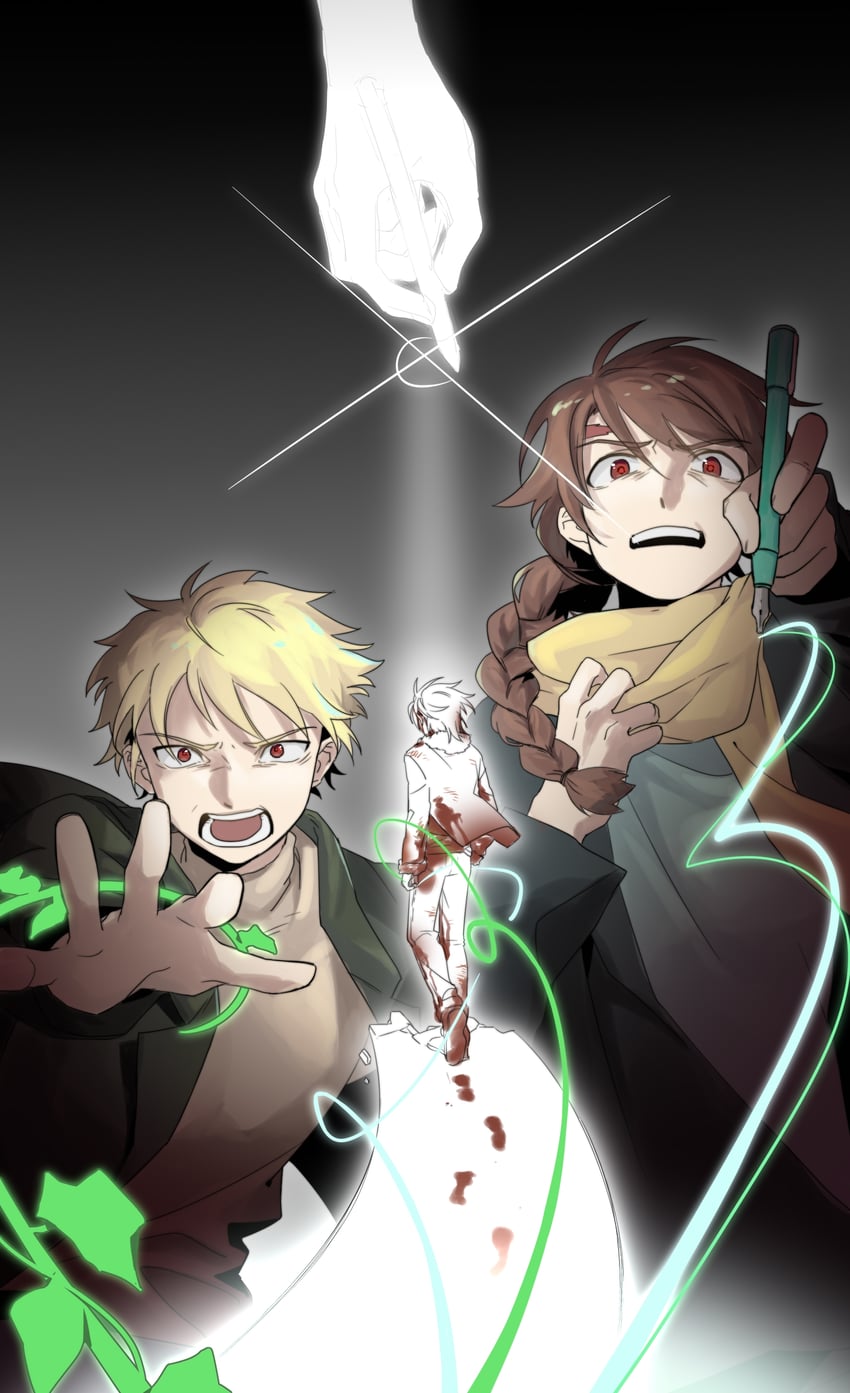 atou haruki, harada minoru, and isoi reiji (saibou shinkyoku) drawn by eve136